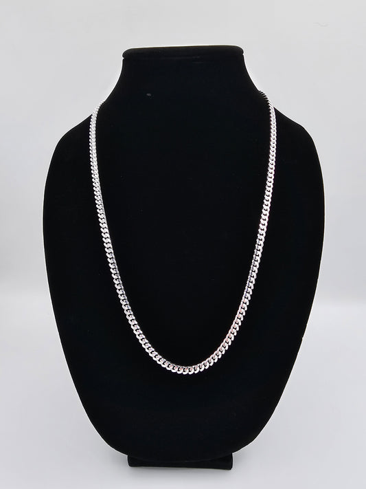Solid .925 Sterling Silver Cuban Link Chain Necklace | 26" | BSI Marked