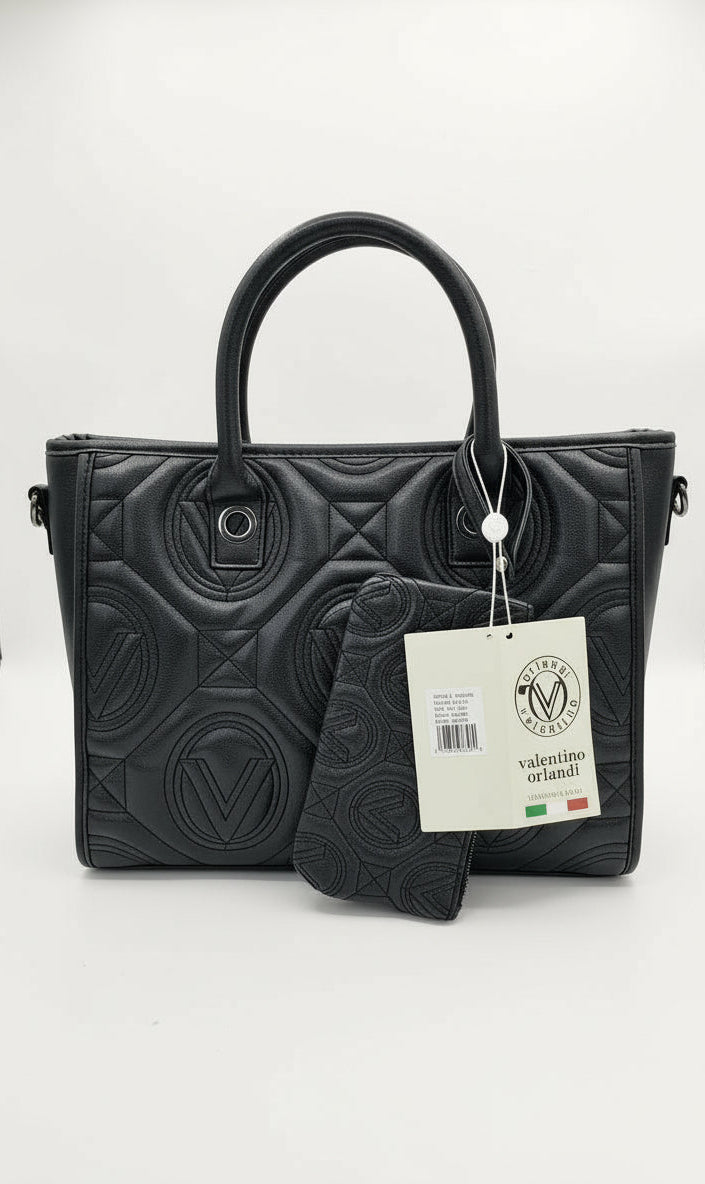 Valentino Orlandi Quilted Black Leather Handbag – Style V-4001G