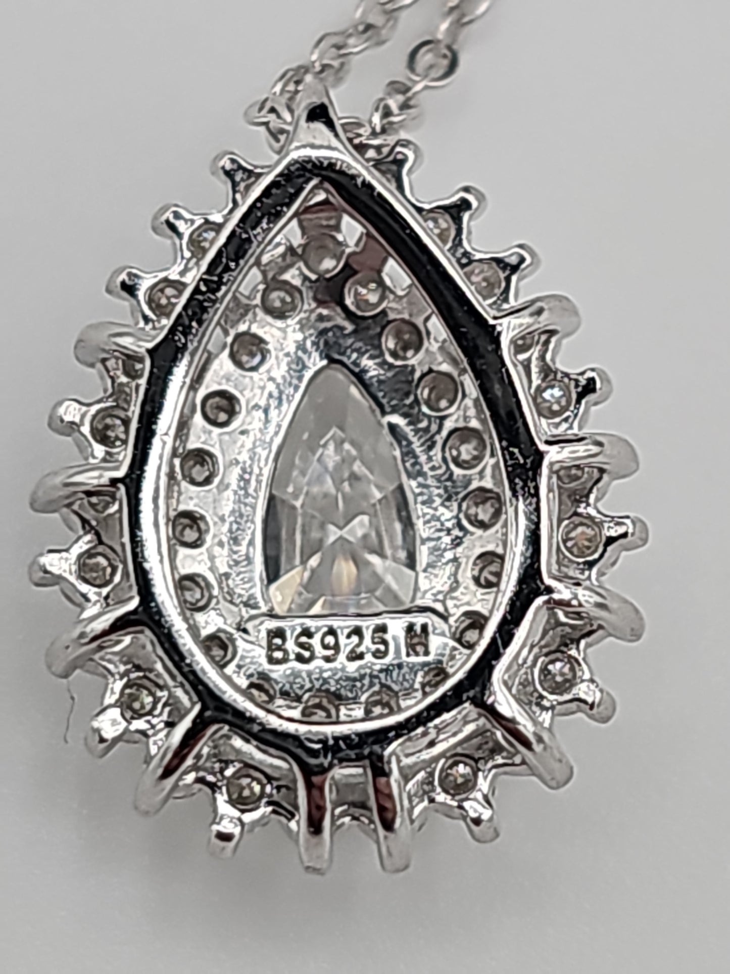 Sterling Silver Moissanite Teardrop Pendant Necklace | .925 Fine Jewelry