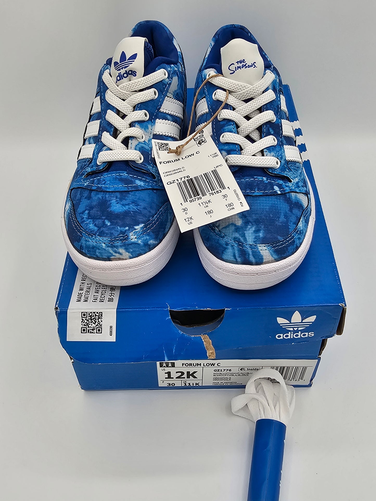 Adidas Forum Low Kids × The Simpsons “Bart Simpson” – Size 12K | Royal Blue Tie-Dye