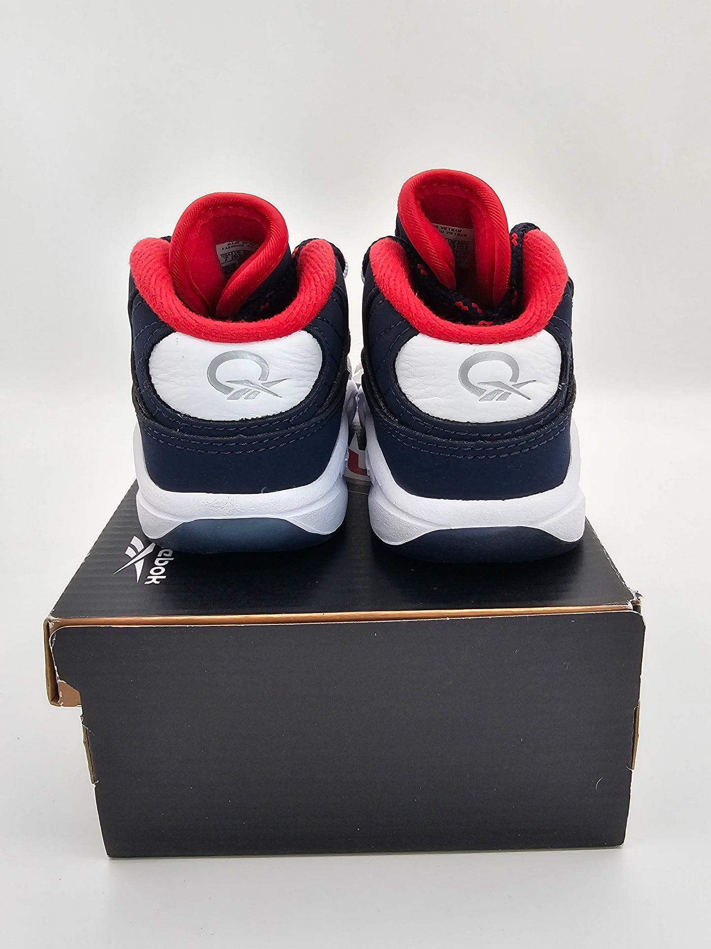 Reebok Question Mid “Olympic” – Infant/Toddler Size 7 | Navy/Red/White | New (Box Wear)